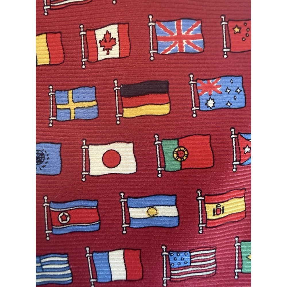 FACONNABLE 100% Silk Tie Hand Made ITALY Designer World Flag NWT - Picture 2 of 7